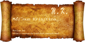 Mónus Krisztina névjegykártya